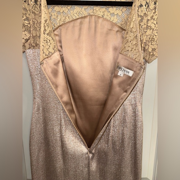 KAY UNGER MET JACQUARD COCKTAIL LACE EMBELLISHED DRESS // SIZE 2 - Picture 5 of 11